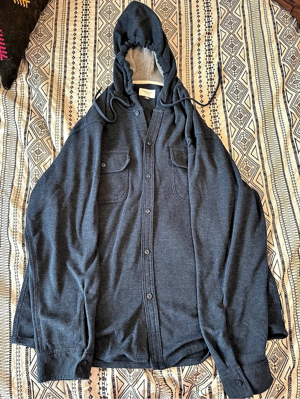 American Eagle Super Soft Men's XXL Navy Hooded Shirt Hoodie